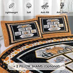 Autumn harvest motif displaying botanical foliage and seasonal produce in thematic accent orange hues.
