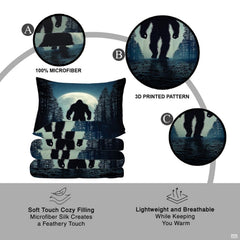 Rustic cabin bedroom styling of bigfoot bedding set displayed neatly on a mattress with natural wood decor.