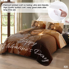 Personalized Couple Hugging Close Up Portrait Quilt with Photo