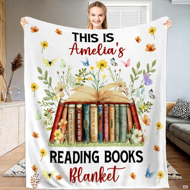 Personalized Just A Girl Who Loves Books Blanket - Custom Name Book
