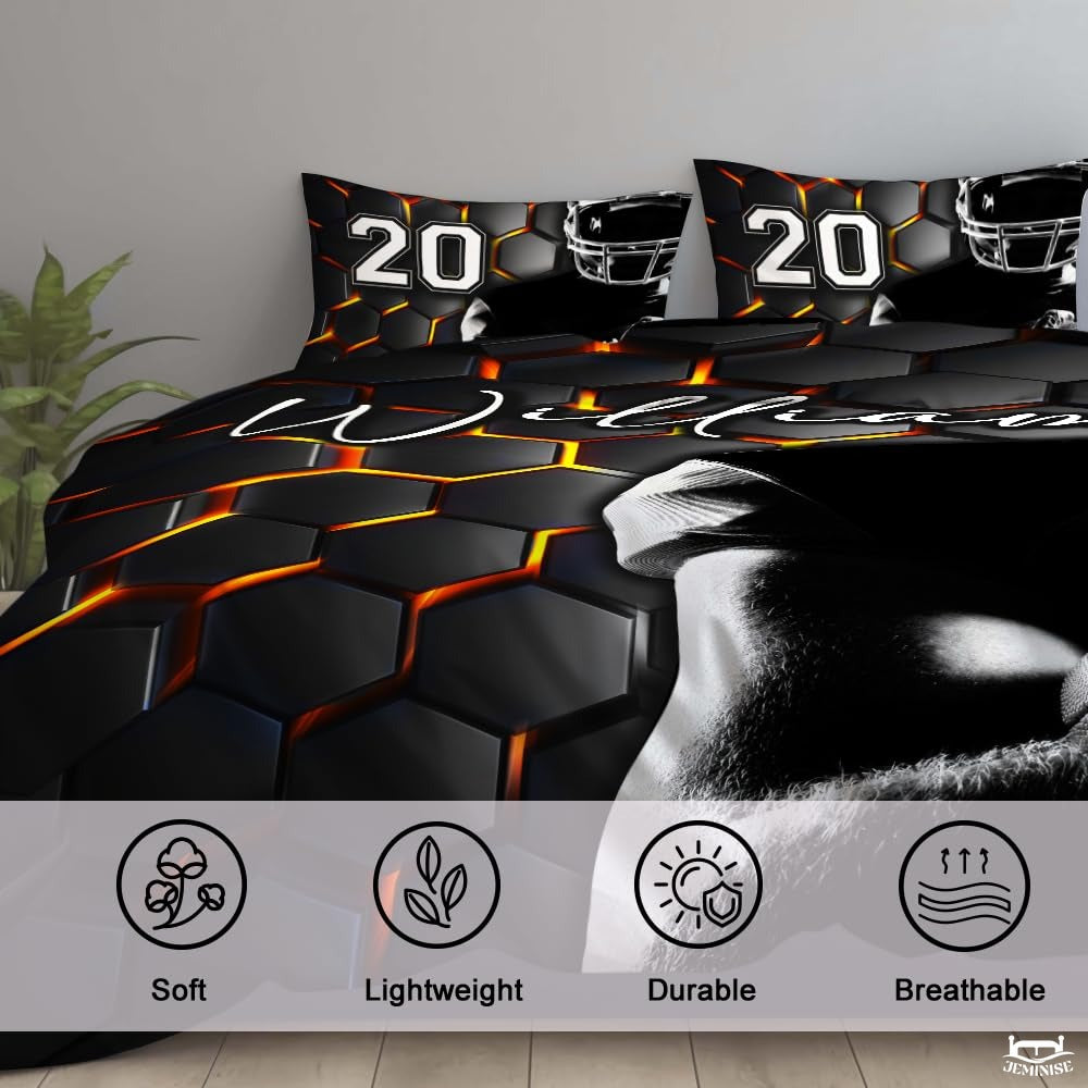Custom Football Player Holding Ball Close Up Comforter