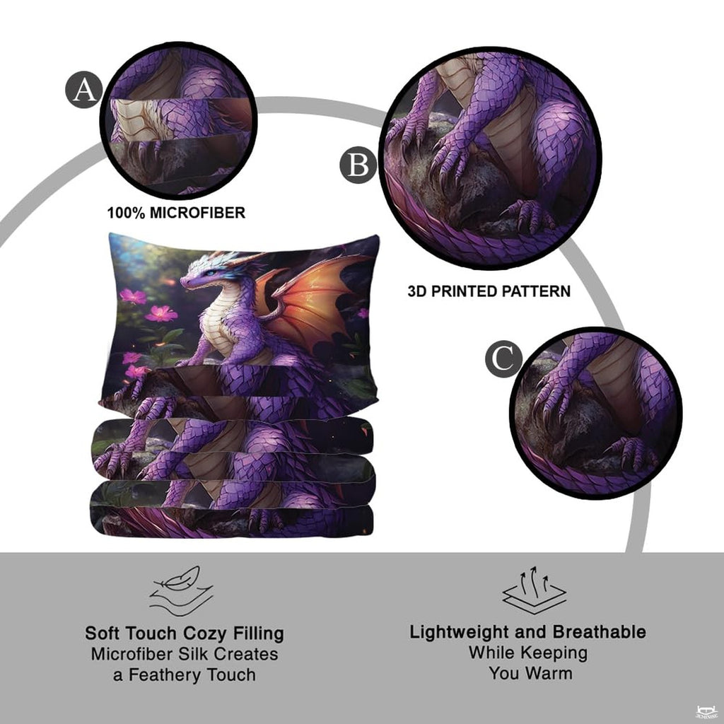 Purple dragon bedding feature infographic