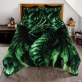 Emerald dragon bedding in a bright bedroom