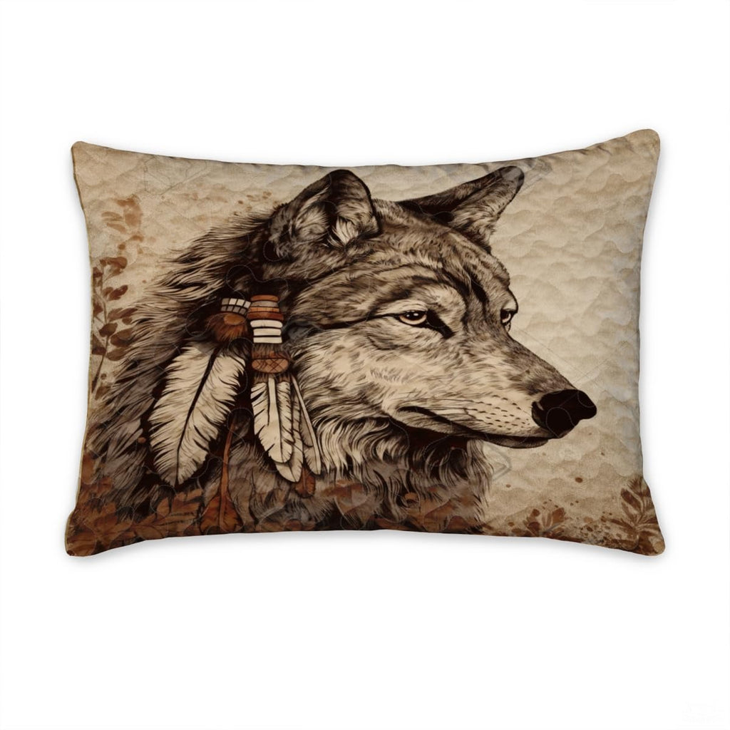 Custom Wildlife Wolf Head with Feathers in Profile Comforter