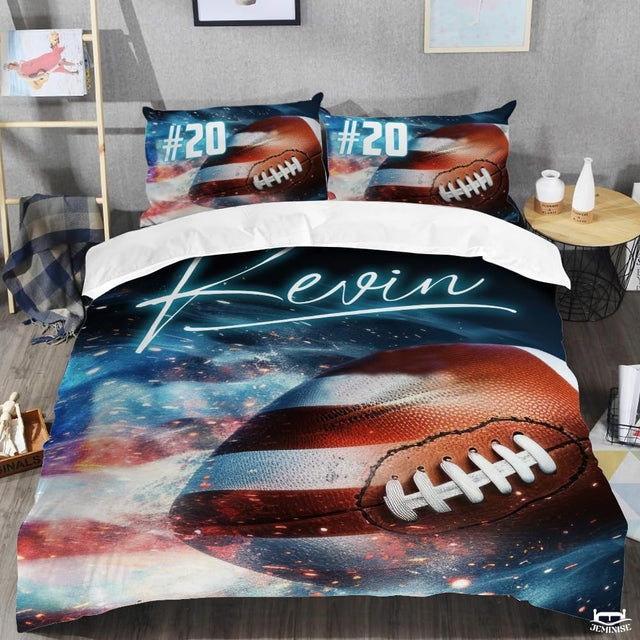 Custom American Football on Cosmic Background Vintage Comforter