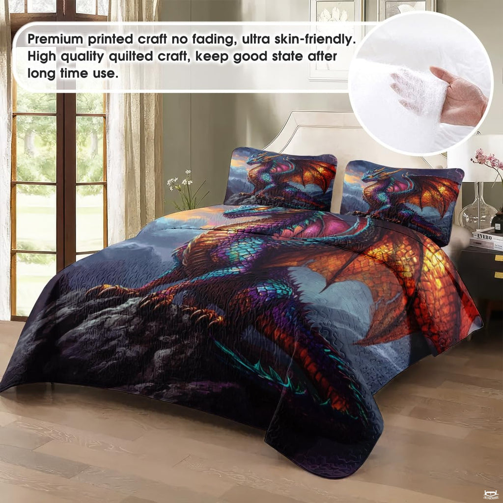 Angle view of fantasy bedding illustrating cyan electrical energy and dark tempest clouds