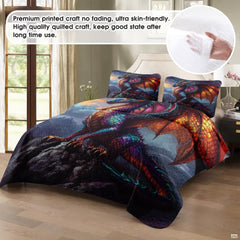 Angle view of fantasy bedding illustrating cyan electrical energy and dark tempest clouds