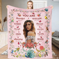 Botanical songbird and peacock scripture faith blanket showing garden birds and peacock view 1