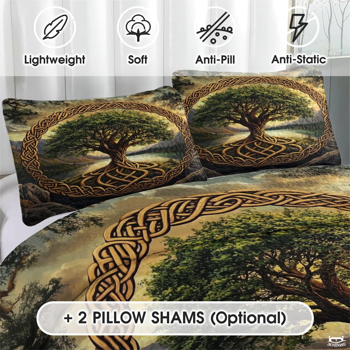 Custom Celtic Tree of Life Quilt Set with Intertwined Roots Design