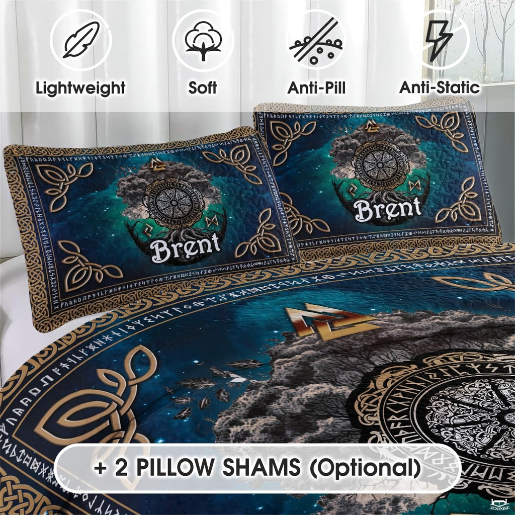Personalized Viking Celtic Tree of Life Quilt Quilt Set - Viking Style