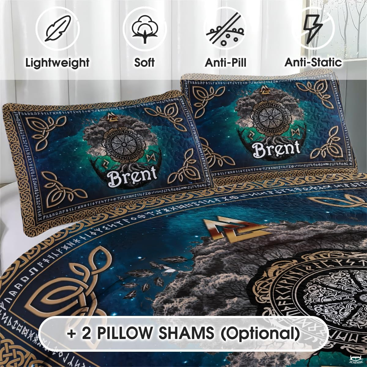 Personalized Viking Celtic Tree of Life Quilt Quilt Set - Viking Style