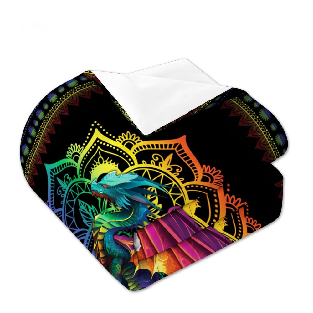 Jeminise Colorful Dragon Comforter Set, Fantasy Gradient Bedding