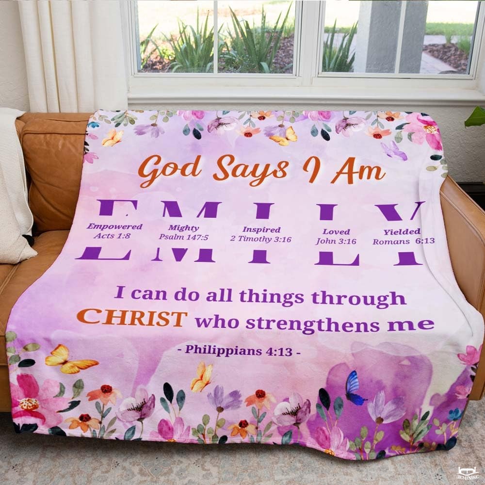 Custom Christian scripture floral Blanket, Machine Washable