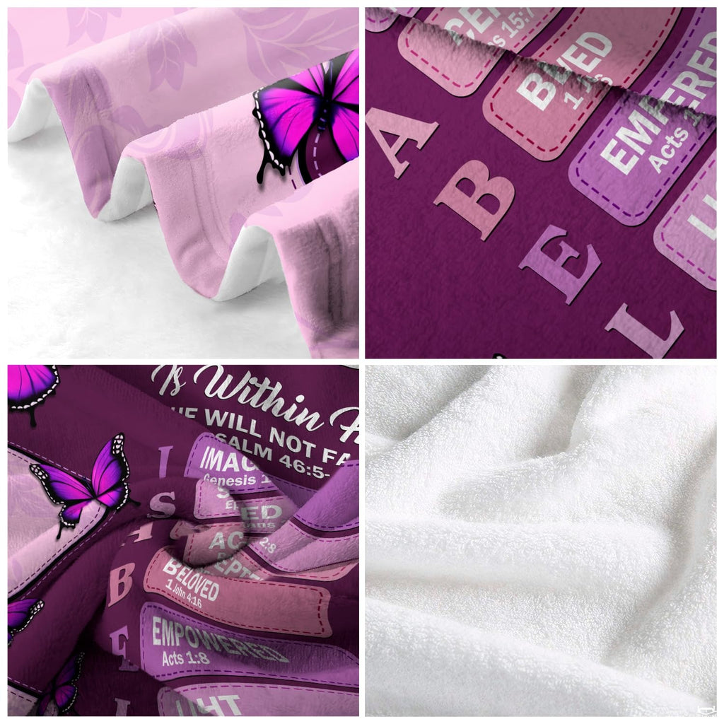 Custom Purple Butterfly Christian Blanket, Machine Washable