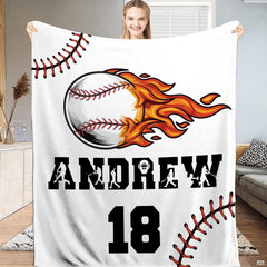 Flaming baseball bedding set featuring player silhouettes and vibrant orange fire graphics.