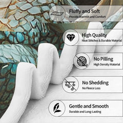 Angle perspective of reading dragon throw blanket draped over study reading armchair