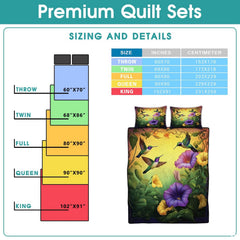 Hummingbird flower bedding sizing infographic
