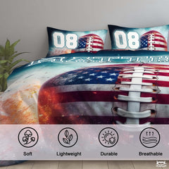 Custom American Football with Patriotic Flag Comforter