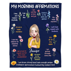 Personalized Morning Affirmations Floral Blanket, Lightweight