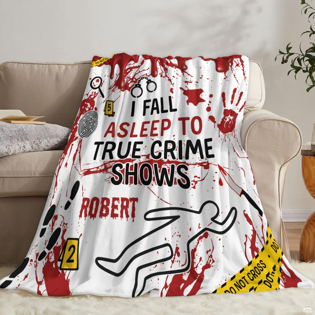 Atmospheric bedroom decor featuring investigative forensic art, caution tape, and chalk outline motifs.