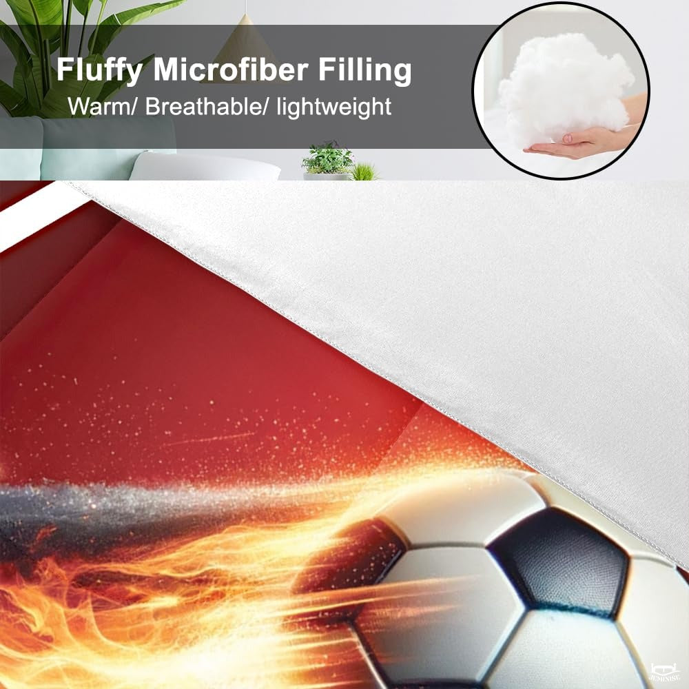 Custom Flaming Soccer Ball with Name Comforter Set, Machine Washable