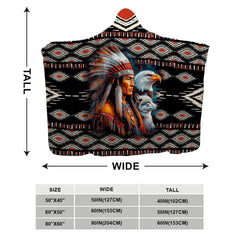 Native American chief throw blanket view 3 highlighting eagle headdress, wolf, and Southwestern borders