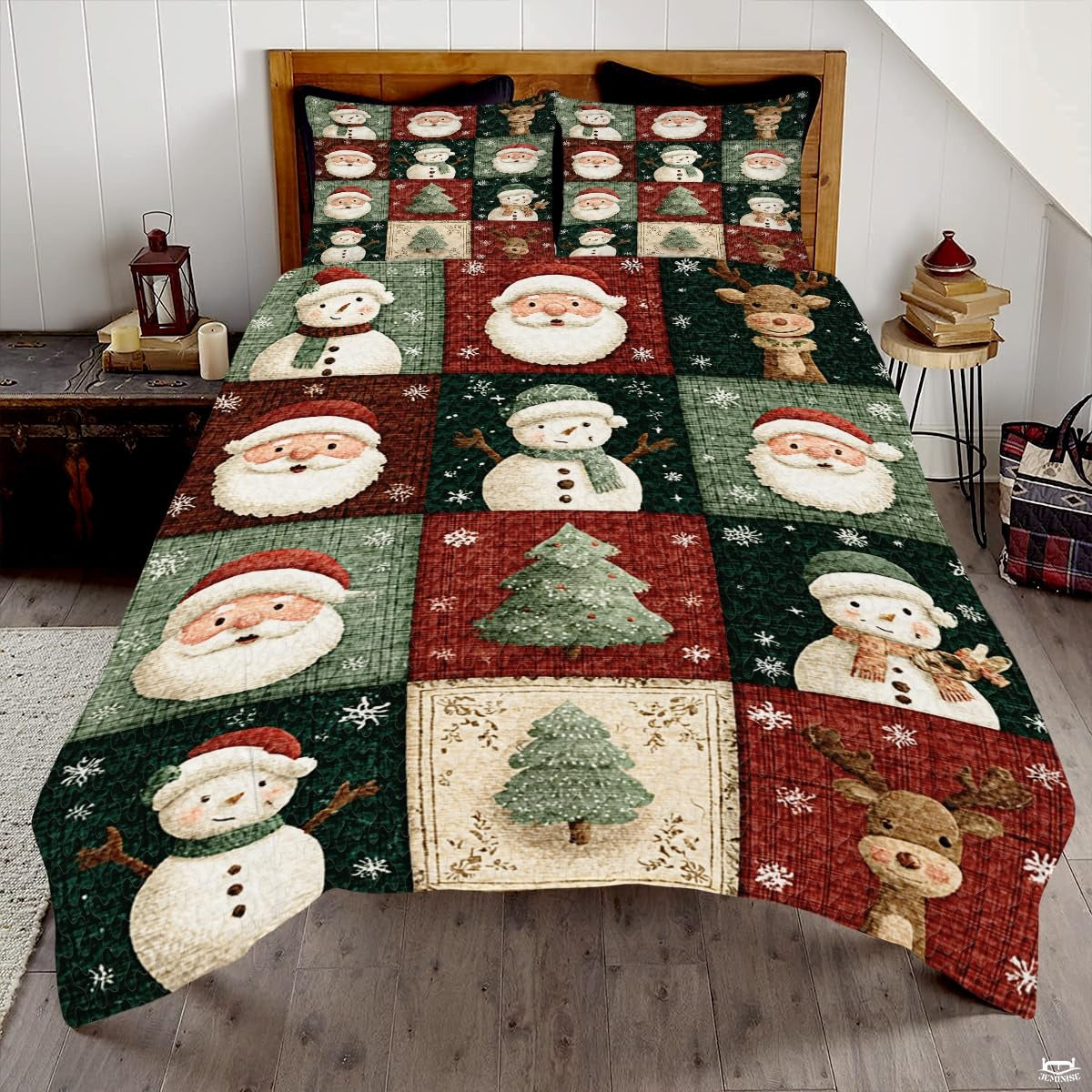 Christmas Bedding Quilt – Soft Microfiber Holiday Bedspread, Lightweight Winter Bedding, Cozy Xmas Quilts for Couch, Bedroom & Seasonal Home Decorations (Christmas Quilt-DS02)