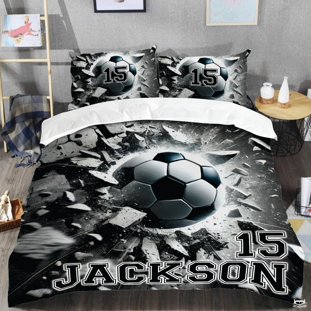 Custom Exploding Soccer Ball Comforter Set, Machine Washable