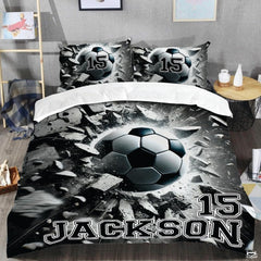 Custom Exploding Soccer Ball Comforter Set, Machine Washable