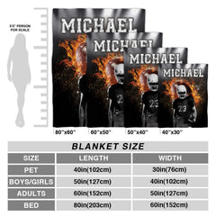 Flaming football player throw blanket spread smoothly across modern bed in youth sports bedroom
