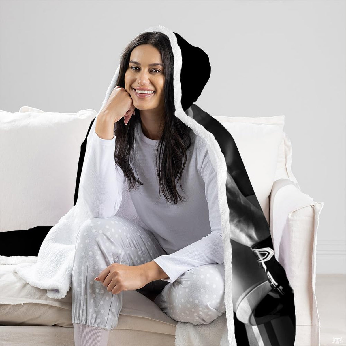 Lifestyle room setting featuring football player throw blanket accenting minimalist teen bedroom