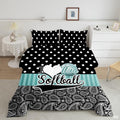 Sports Theme Softball Bedding – Premium Teal Yellow Comforter Set for Girls & Women, Cozy Decorative Bed Set for Softball Fans in Twin, Queen, King