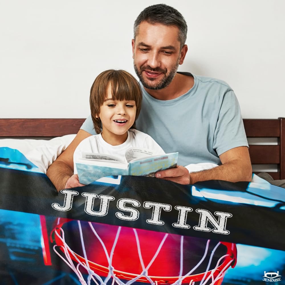 Personalized Basketball Hoop with Net Close Up Blanket with Name and Number