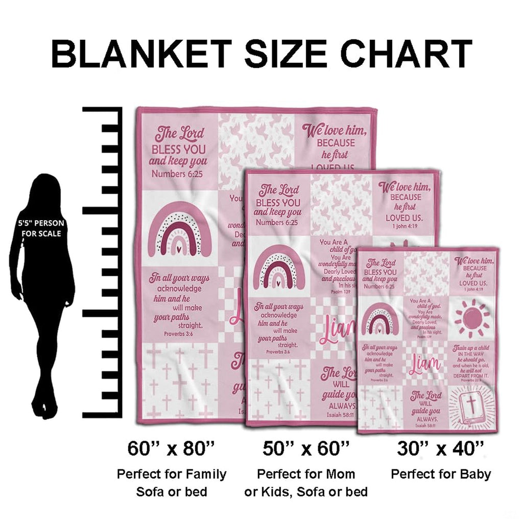 Blush pink and mauve bedding set arranged in an aesthetic bedroom setting with faith motifs.