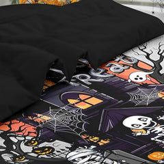 Pamnest Twin Halloween Comforter Set with Sheets, 5 Pieces Castle Bedding