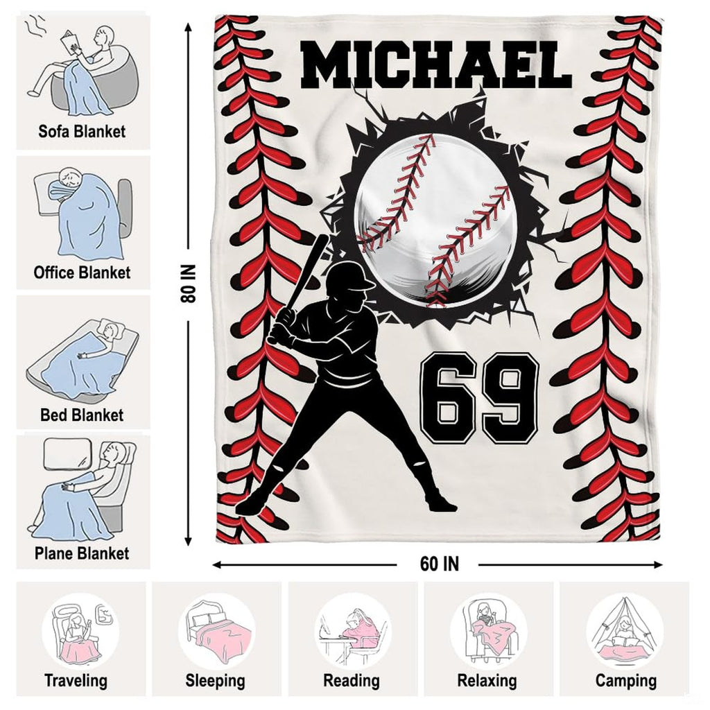 Baseball player silhouette with fractured ball and red lacing tracks, view 5.