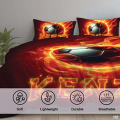 Custom Fiery Soccer Ball, Custom Name Comforter Set, Machin - Design 5