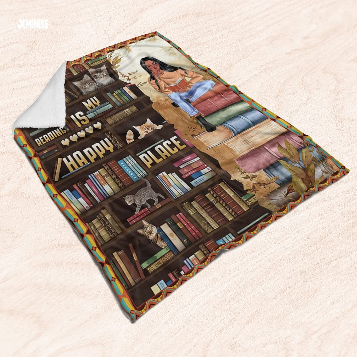 Jeminise Customized Reading Blanket for Book Lovers, Personalized Daughter Gift