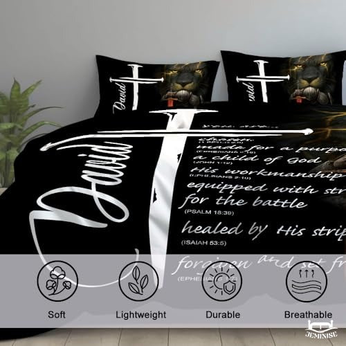 Christian Bedding Set – Inspirational Bible Verse Comforter – Religious Bedding for Women, Faith Gift for Mom, Daughter, Sister, Birthday & Religious Gifts (Christian Knight Templar)