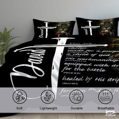 Christian Bedding Set – Inspirational Bible Verse Comforter – Religious Bedding for Women, Faith Gift for Mom, Daughter, Sister, Birthday & Religious Gifts (Christian Knight Templar)