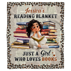 Chic leopard animal print decorative border surrounding illustrated book lover bedroom art.