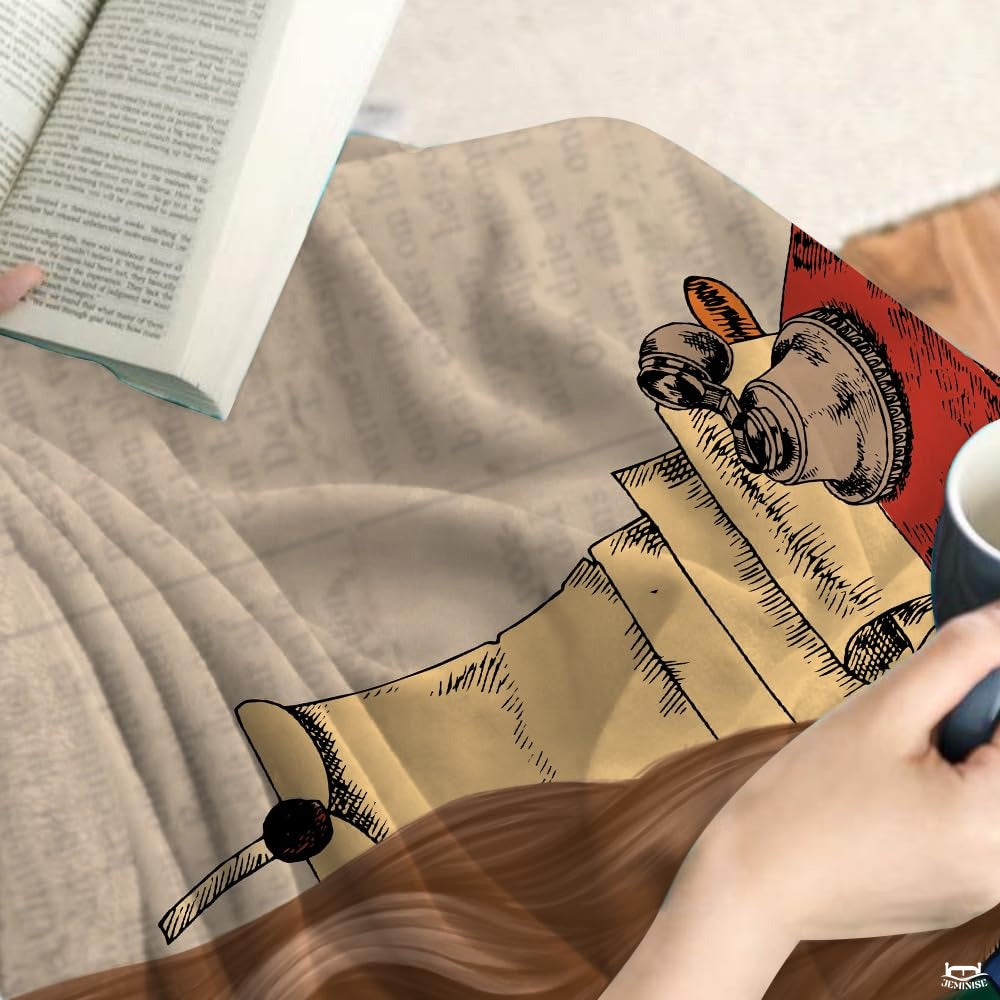 Personalized Brown Hair Girl Reading with Wildflowers Throw Blanket
