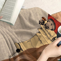 Personalized Brown Hair Girl Reading with Wildflowers Throw Blanket
