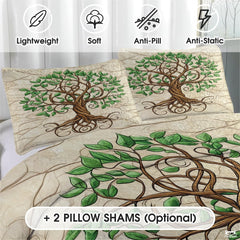 Nature and Mythology Tree of Life Quilt Set With Twisted Tree Trunk