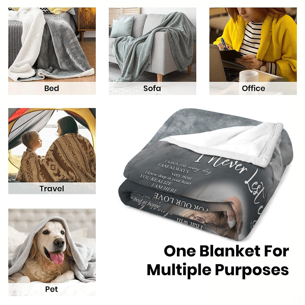 Memorial botanical laurel wreath charcoal graphic blanket showing leaf wreath and tribute verses view 6