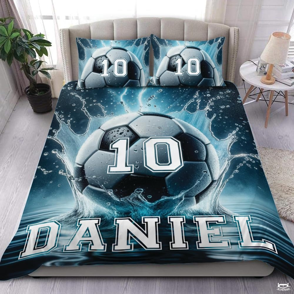 Custom Soccer Player Custom Name Number Comforter Set, Boys Room Decor