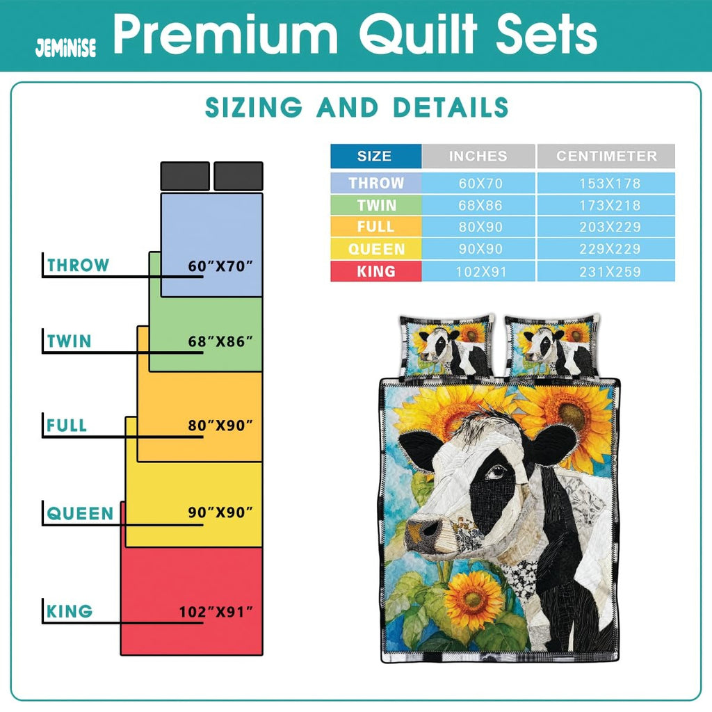 Jeminise Cat Farmhouse Quilt Set, Cozy Animal Bedding
