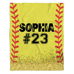 Vivid optic yellow bedding set single graphic featuring athletic ball seam arcs and sparkling gold bottom gradient.