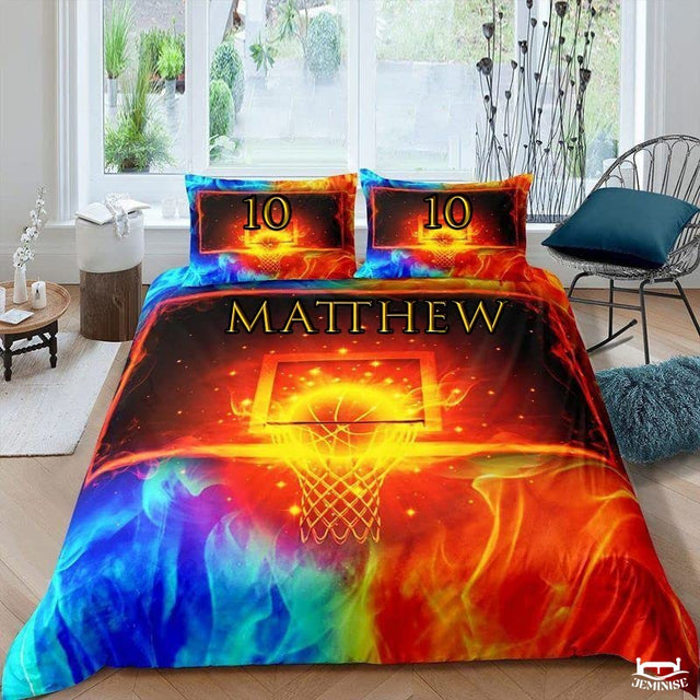 Personalized Basketball Entering Net Comforter with Name and Number