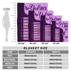 Custom Purple Butterflies Text Blanket, Machine Washable